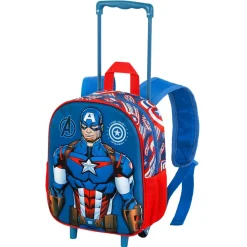 New Capitán América Azul Mochila 3D con Ruedas Pequeña First