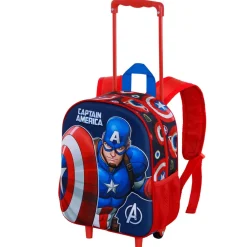 Best Capitán América Multicolor Mochila 3D con Ruedas Pequeña Patriot
