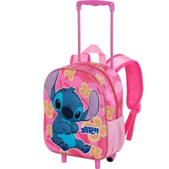 Best Lilo y Stitch Rosa Mochila 3D con Ruedas Pequeña Cute