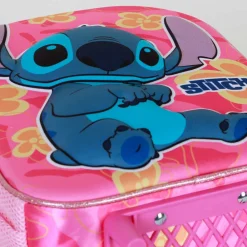 Best Lilo y Stitch Rosa Mochila 3D con Ruedas Pequeña Cute