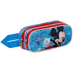 New Mickey Mouse Azul Estuche Portatodo Doble 3D House