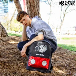 Clearance Mickey Mouse Negro Mochila HS Silver Iconic