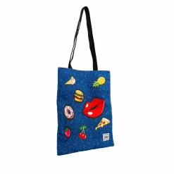 Clearance Oh My Pop! Azul Oscuro Bolsa de la Compra Shopping Patches
