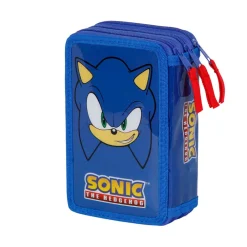 Clearance Sonic Azul Estuche Plumier Completo Triple Sight