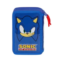 Clearance Sonic Azul Estuche Plumier Completo Triple Sight