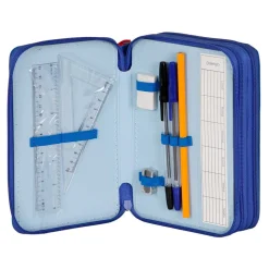 Clearance Sonic Azul Estuche Plumier Completo Triple Sight