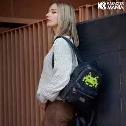 Hot Space Invaders Negro Mochila Fashion Alien